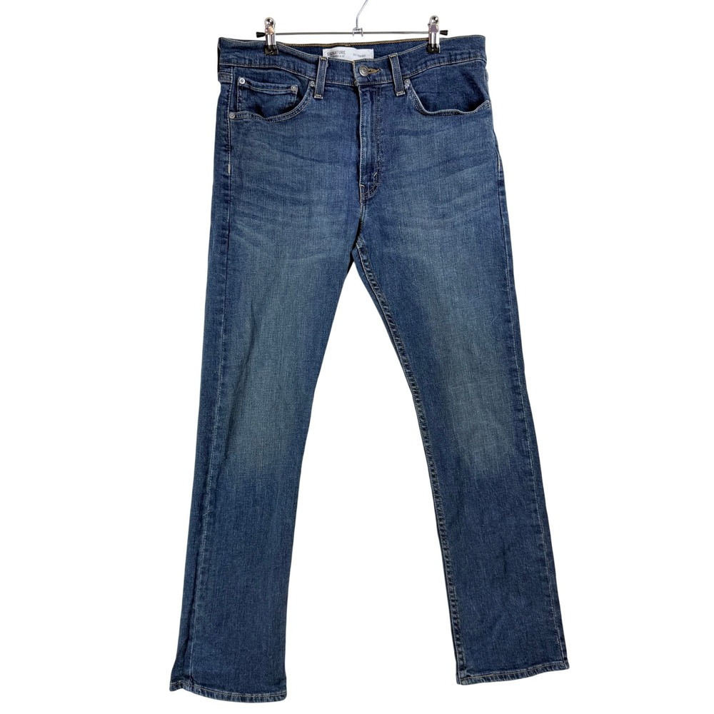 Signature by Levi Strauss & Co Mens S51 Straight Leg Jeans Blue W34 L32